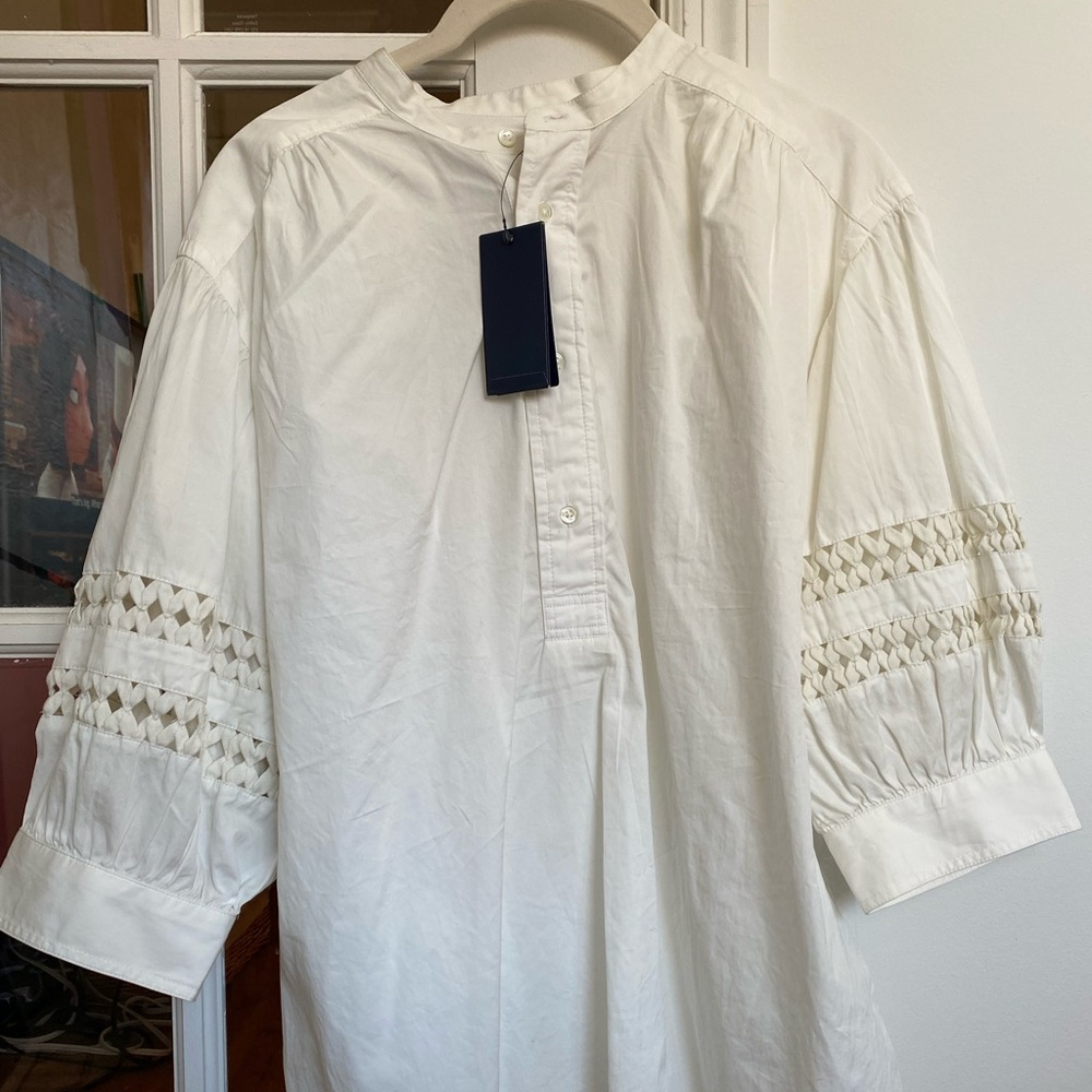 White Button Down Puff Sleeve Blouse